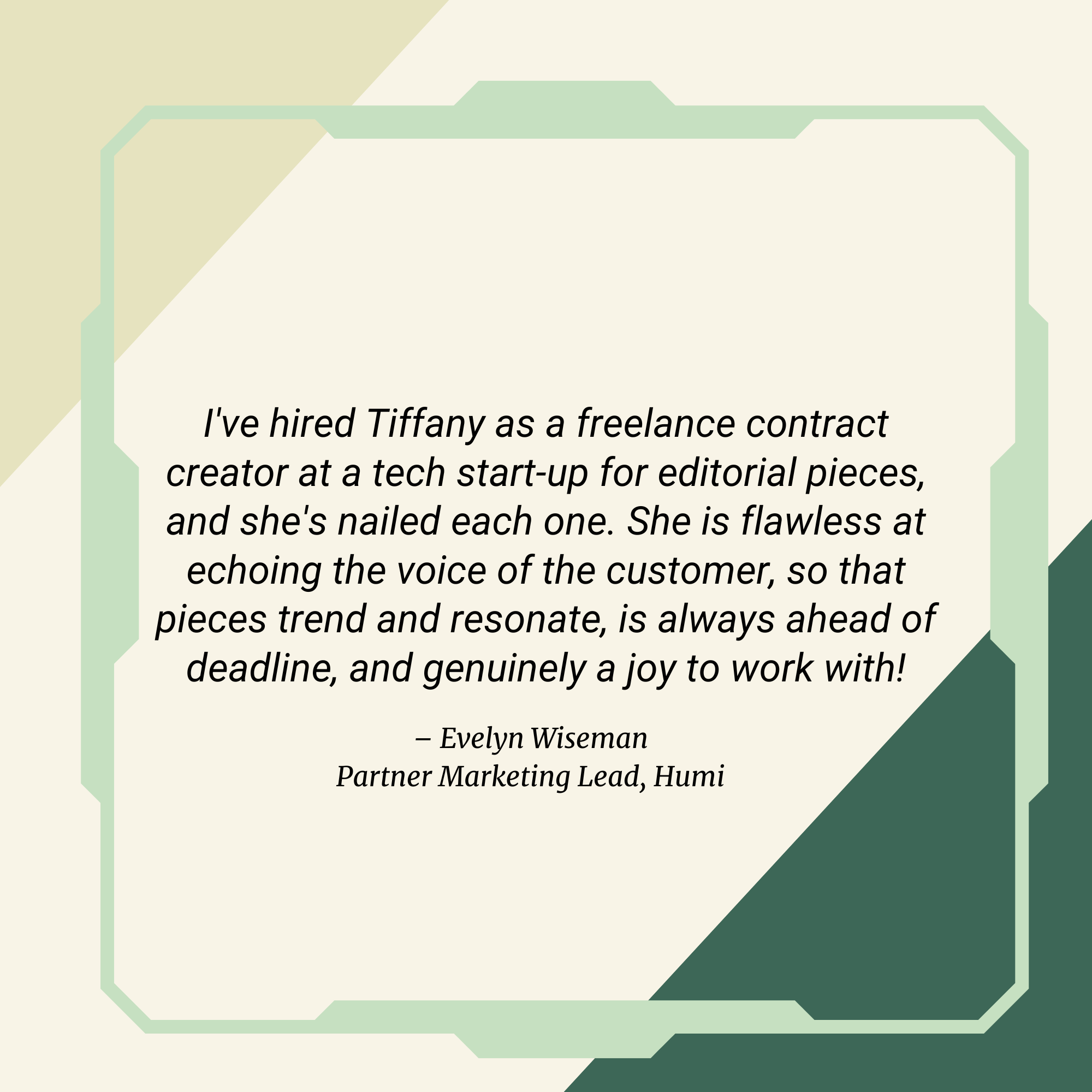 Evelyn testimonial Testimonial from Evelyn Wiseman